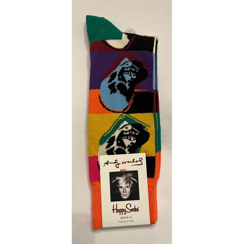 Happy Socks Andy Warhol Skull Pop Art Crew Socks Mens 8-12 Multicolor